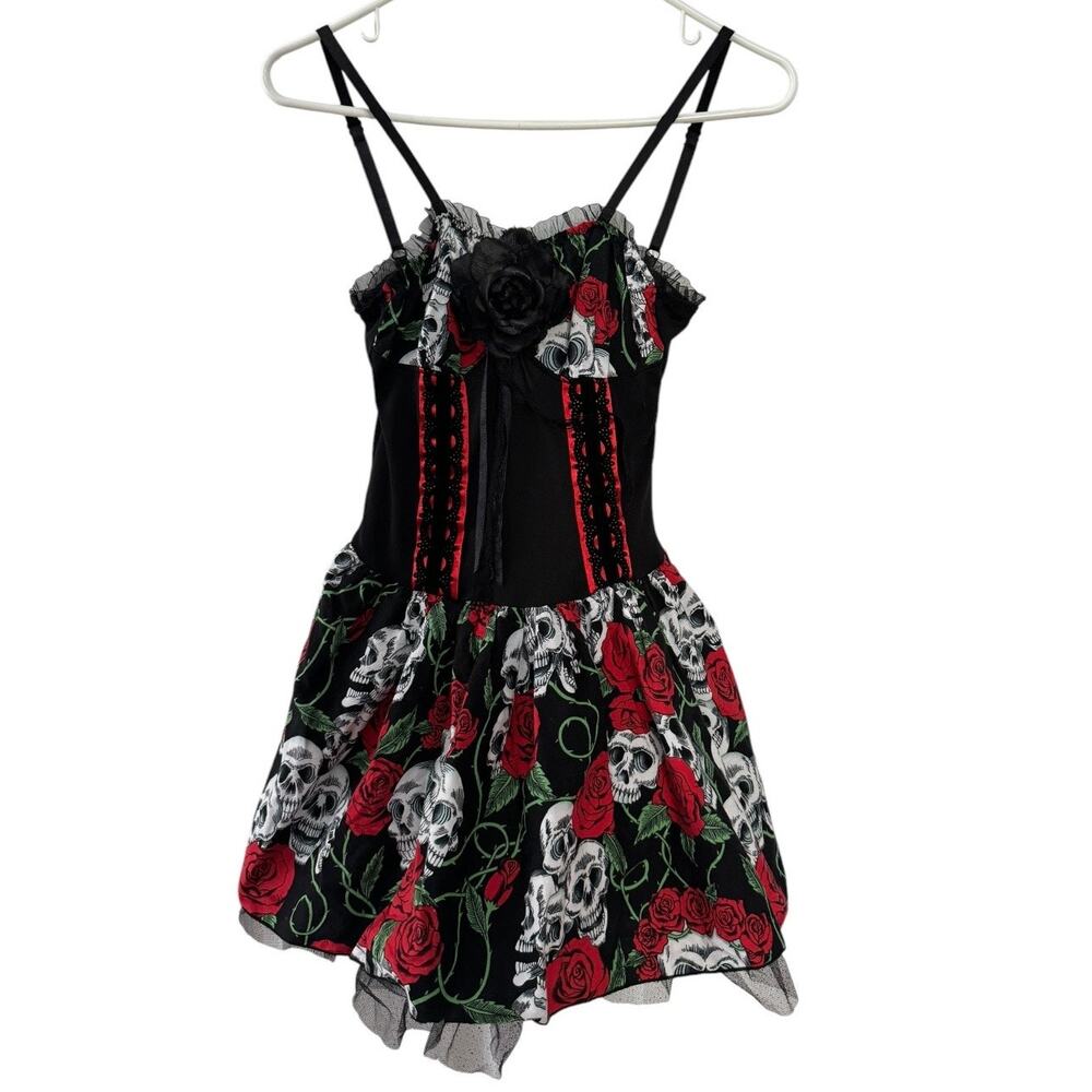 Lip Service Sugar Skull Corset Dress Goth Punk Mini XS - Picture 6 of 15